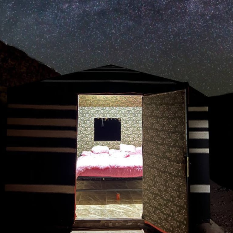 Inside one of our tents at our Wadi Rum camp