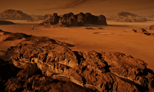An scene from the Martian showing the epic landscape of Wadi Rum movies